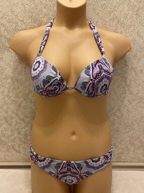 Victoria's Secret Purple Paisley Halter Bikini Set